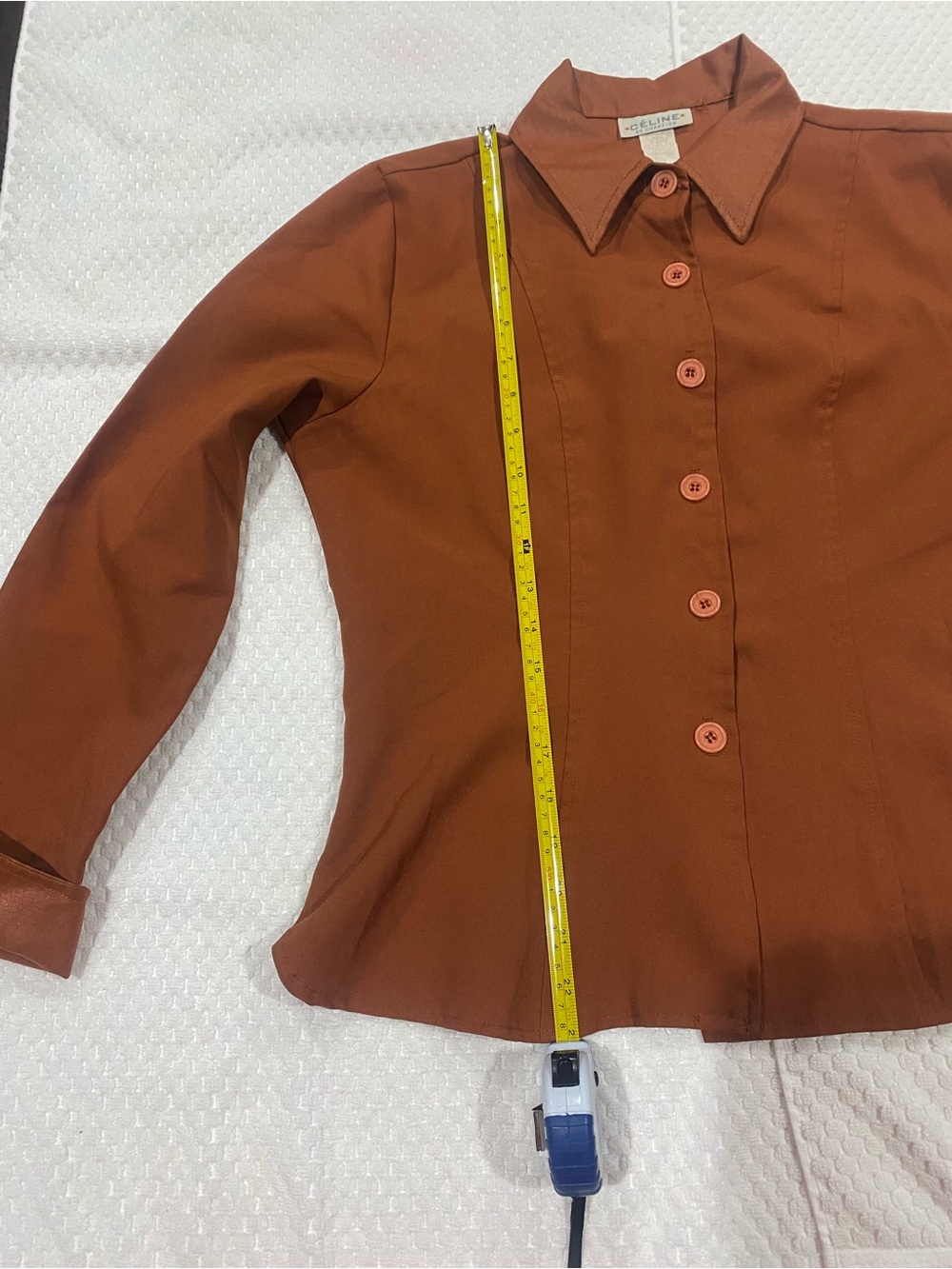 Women's Rust Brown Button-Front Collared Blouse - Picture 4 of 7